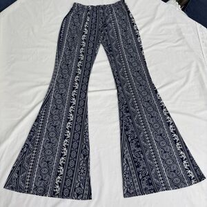 Boho Elephant Soft Stretch Flare Bell Bottom Harem Palazzo Leggings Pants Size M